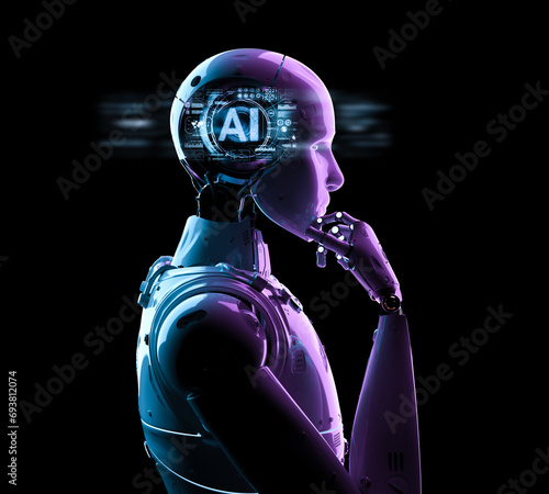 Fotografía Ai robot think or compute