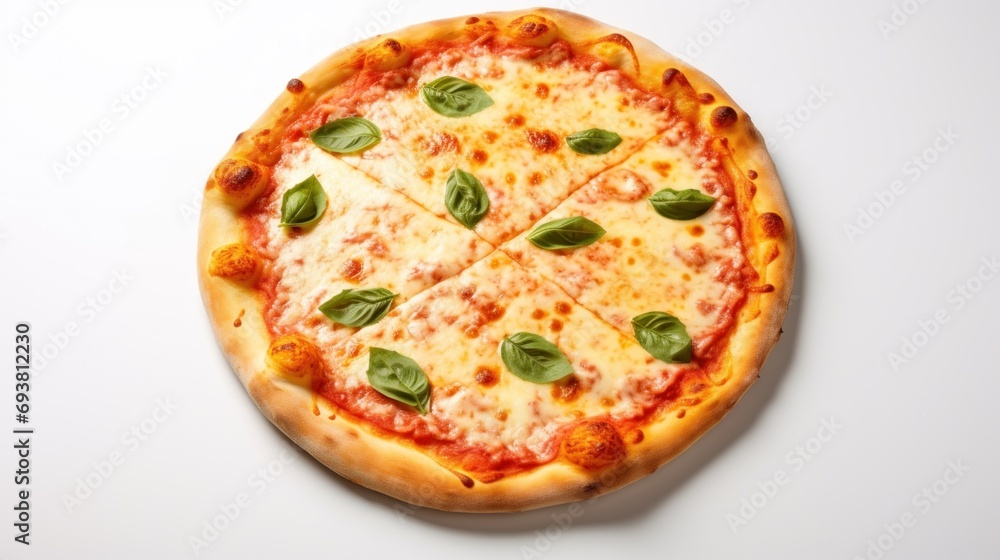 Pizza Margherita on White Background