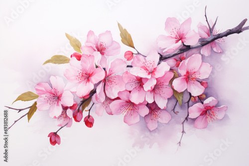 Watercolor spring seasonal cherry blossom flower and sakura flower  Ai generated