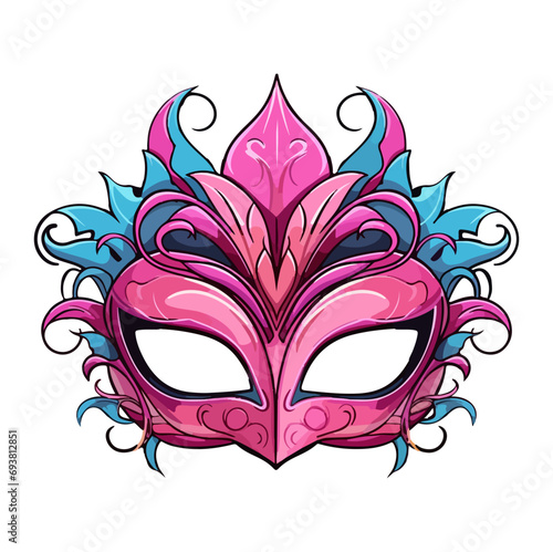 Mardi Gras Mask with Vector illustration, Masquerade party masks. Festival feathered mask