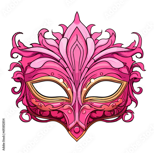 Mardi Gras Mask with Vector illustration, Masquerade party masks. Festival feathered mask