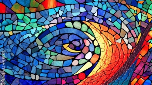 Stained glass window background with colorful Flower abstract. 