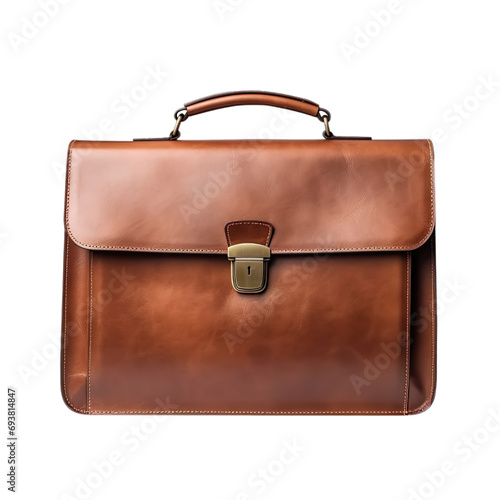 Brown office Leather bag on a white background.