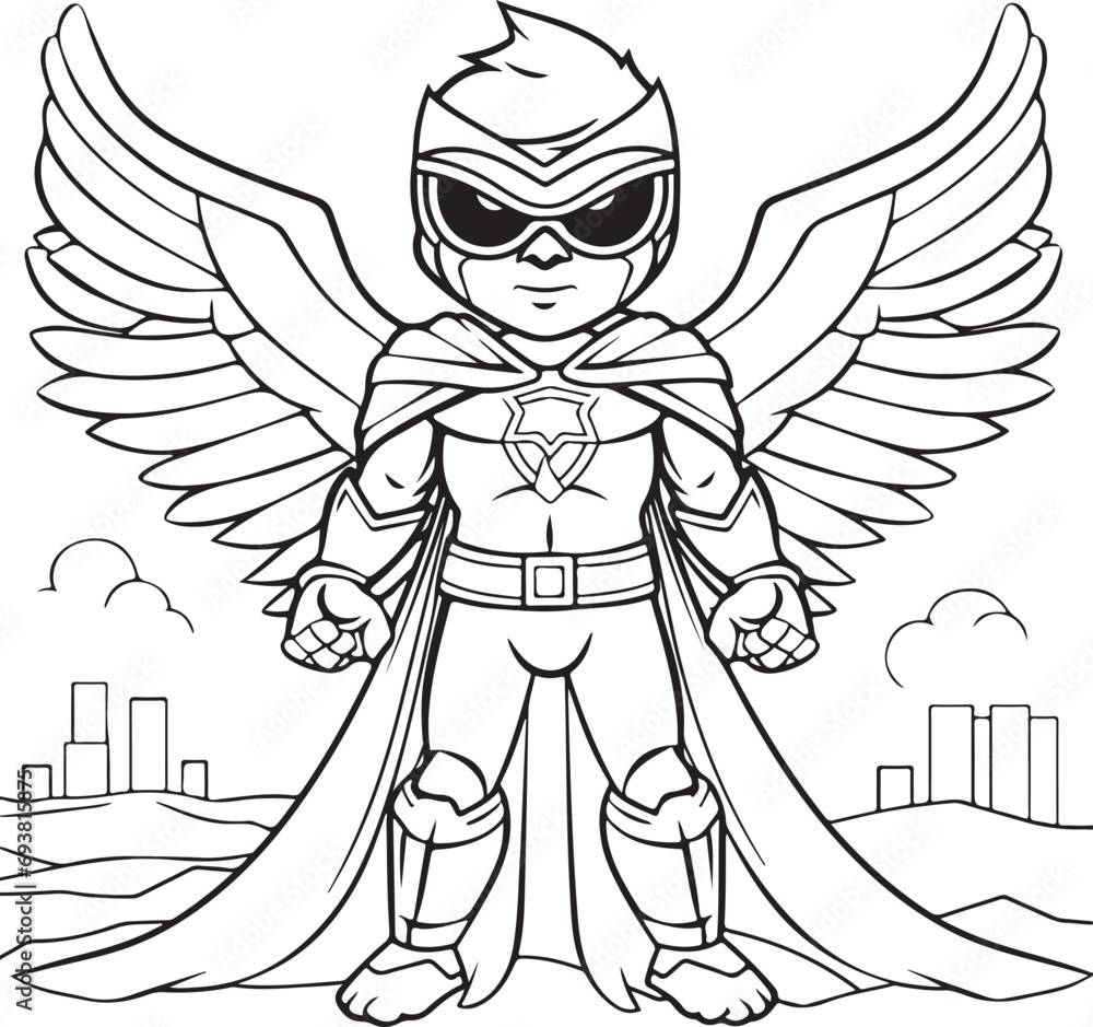 cute batman coloring page illustration for kids Stock Vector | Adobe Stock