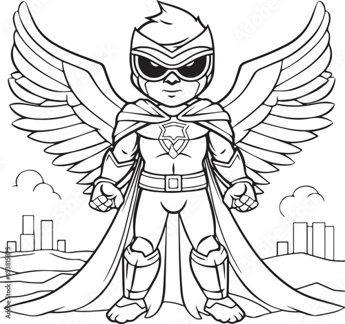 cute batman coloring page illustration for kids