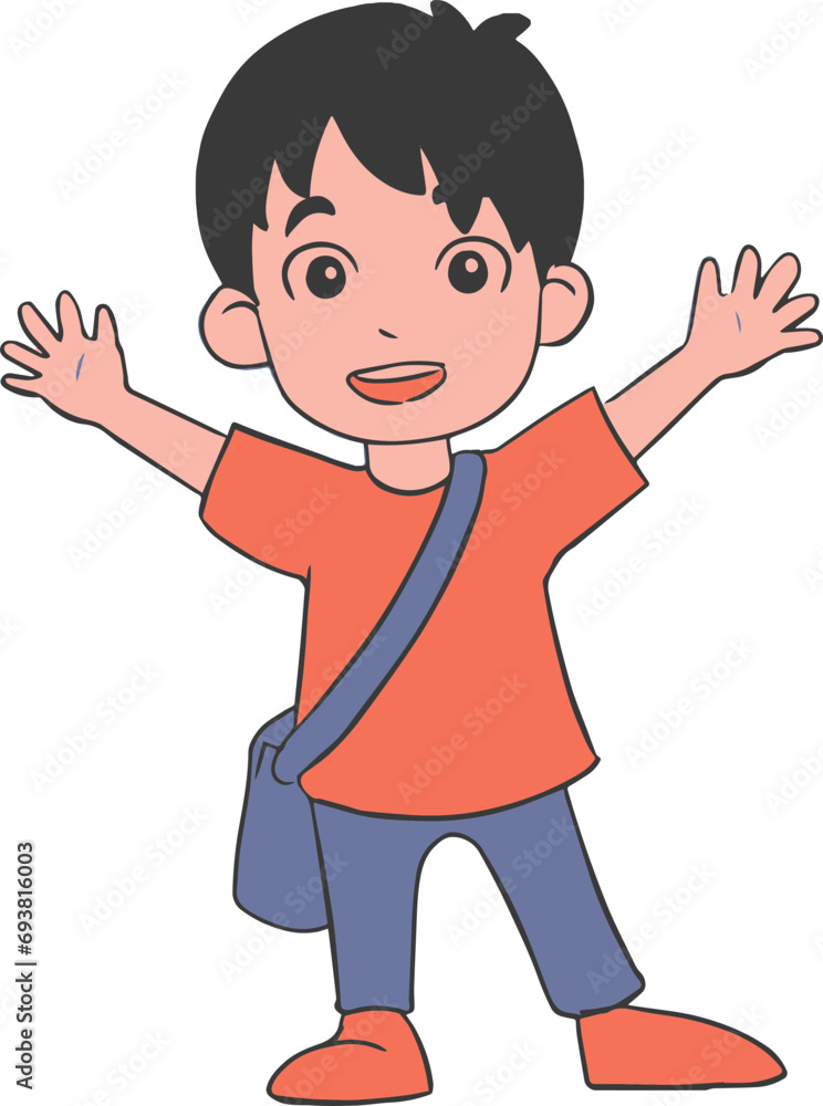 Child Go to School Vector Illustration Child Go to School Vector Illustration