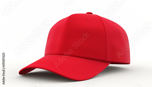 Vibrant red baseball cap mockup on a white background, ideal for branding photo