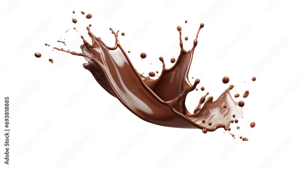 Milk and chocolate splashing isolated on transparent background, PNG File Milk and chocolate splashing isolated on transparent background, PNG File