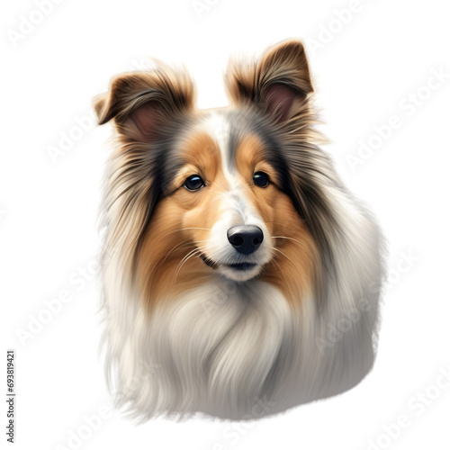 Color pencil sketch of a Shetland Sheepdog. 