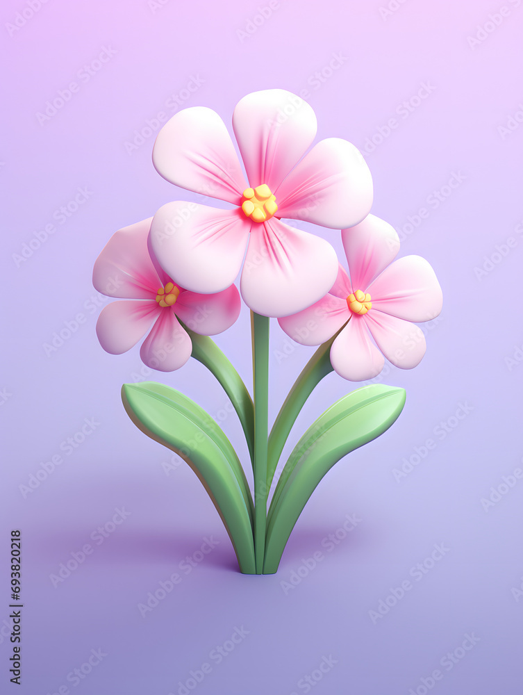 Obraz premium cute flower 3d illustration, Generative AI