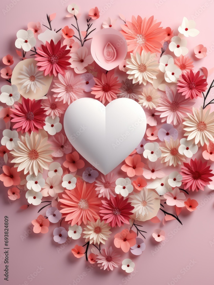 Happy valentine concept with multi layered paper cut style background. Background with paper cut