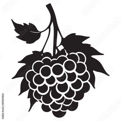 Grapes silhouettes and icons. Black flat color simple elegant white background Grapes vegetable vector and illustration.