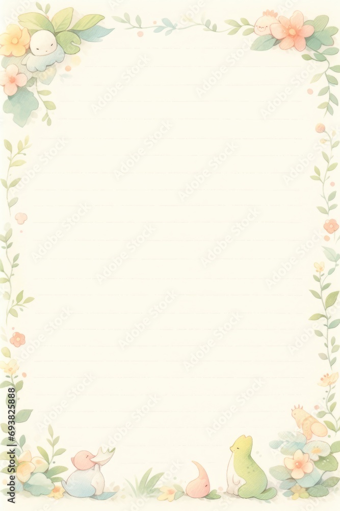 Jungle scrapbook page with cute dinosaur in corner, Forest with dinosaurs and foliage, for kids. Jungle scrapbook page with cute dinosaur in corner, Forest with dinosaurs and foliage, for kids.