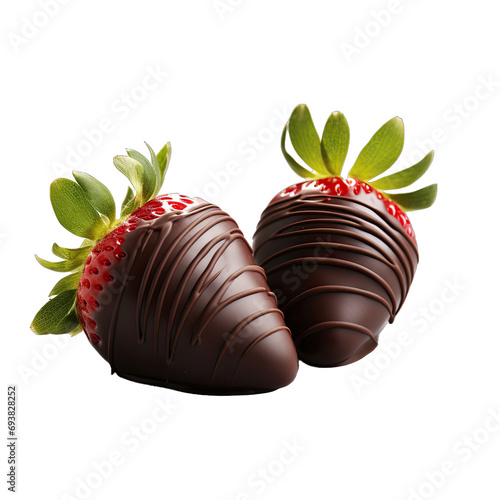 Chocolate. Covered Strawberries Decadent and Sweet. Isolated on a Transparent Background. Cutout PNG.