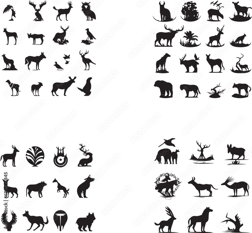 Naklejka premium Set of Animal logo Isolated on White background.