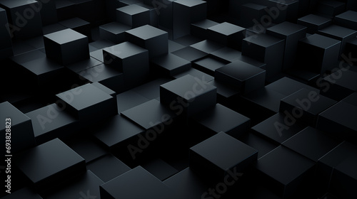abstract black background with 3d cubes. Technology geometric texture with geometric cubes 
