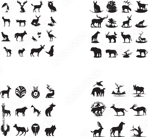 Set of Animal logo Isolated on White background. 