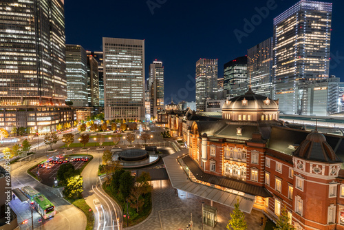 Night view of office buildings in "Tokyo Station" and "Marunouchi" areas