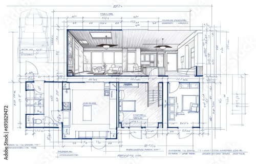 Interior design, home project and house architecture plan