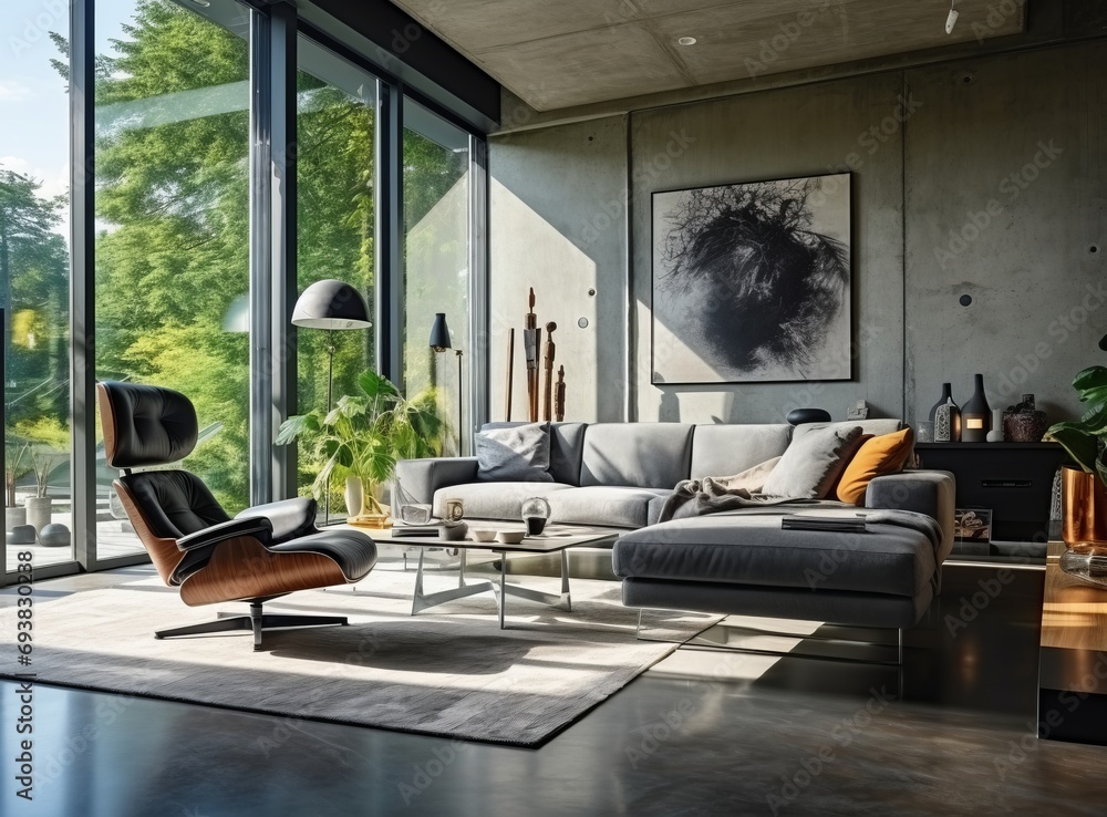 Fototapeta premium Modern bright living room, interiors.