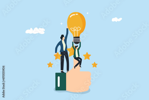 People give review rating and feedback. Flat vector illustration. Customer choice. Rank rating stars feedback