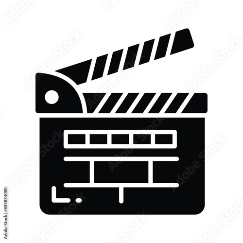 Movie clapper board, filmmaking device icon in modern style, ready to use vector