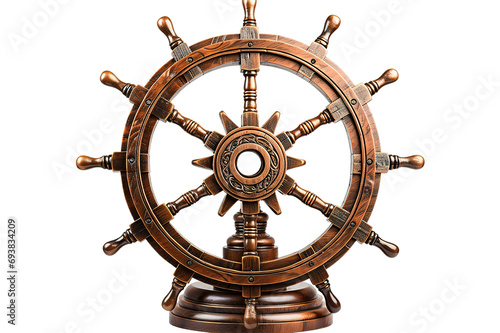 ship steering wheel isolated on PNG Background. Generative Ai. photo