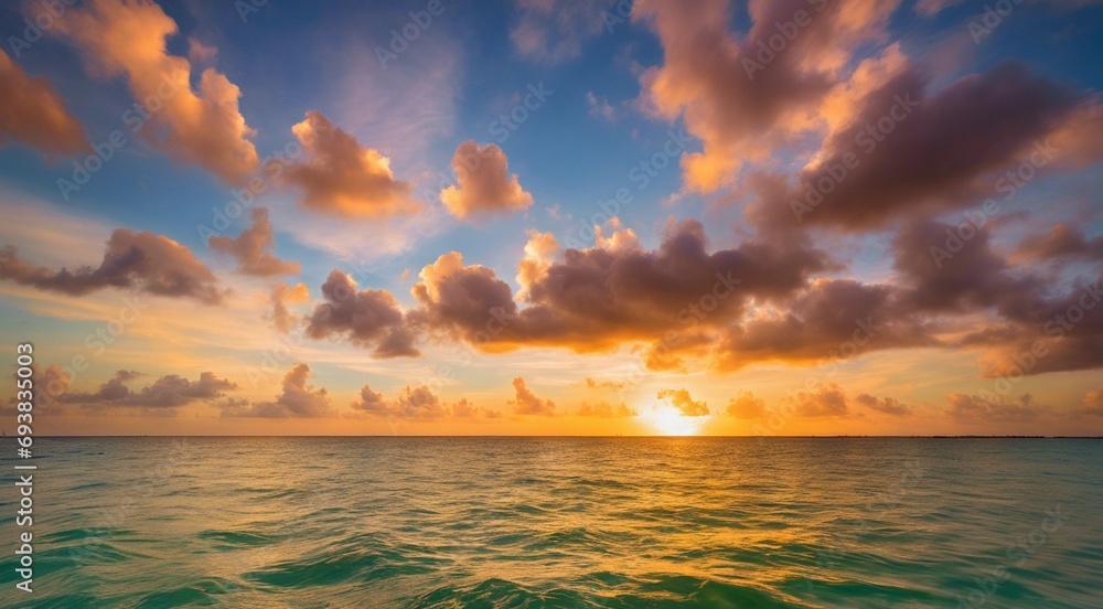 Obraz premium sunset at the miami beach, miami beach scene, fantastic view of the beach, sunset over the beach