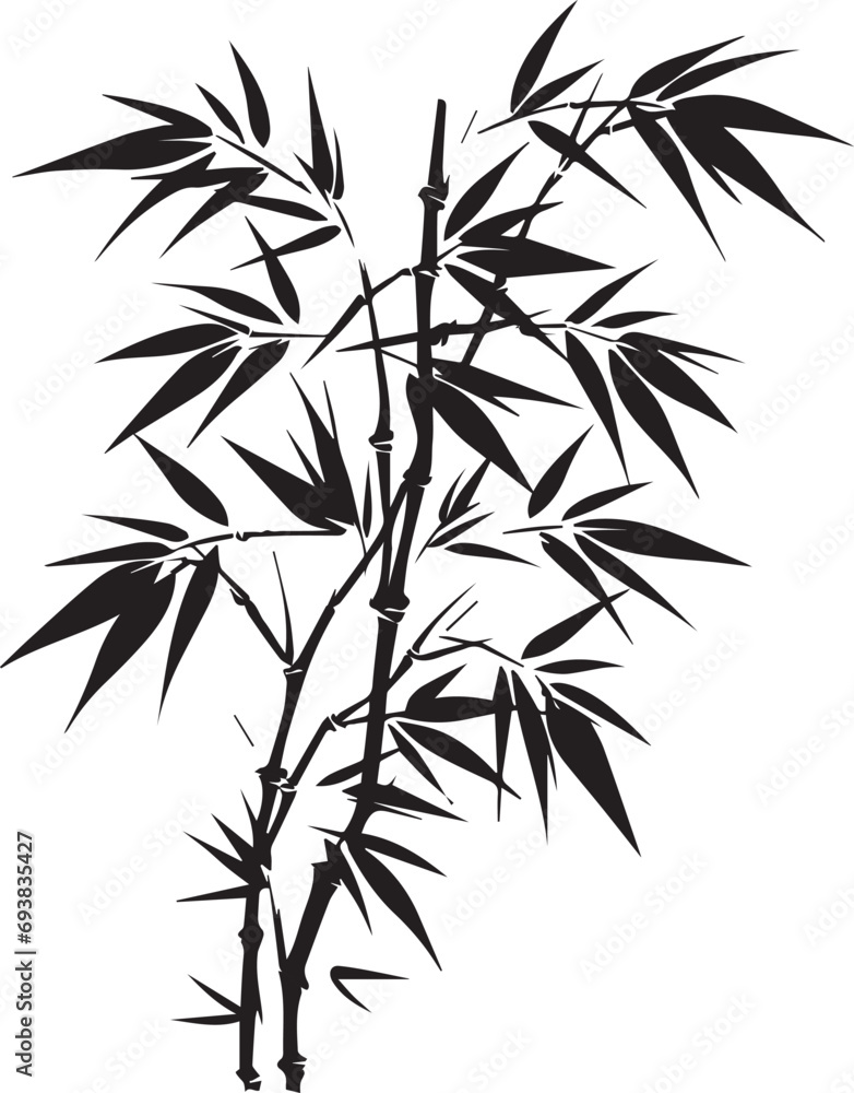 Fototapeta premium Set of Black bamboo silhouette on white background.