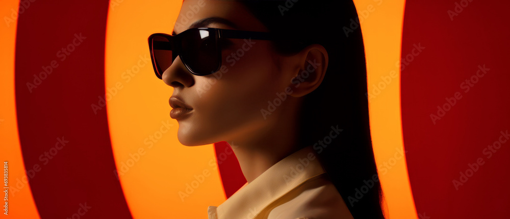 Stylish Woman in Sunglasses and White Shirt Stylish Woman in Sunglasses and White Shirt