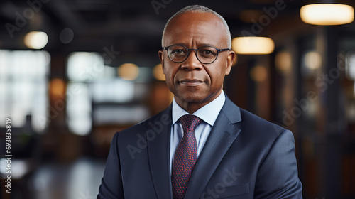Businessman african american man in black suit crossing his hands, Confident businessman with arms crossed, copy space, Business office senior SEO concept, dad day 