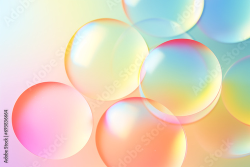 Web design background of luminous bubbles with a lustrous oil slick colorful reflective sheen, defocused backdrop blur.