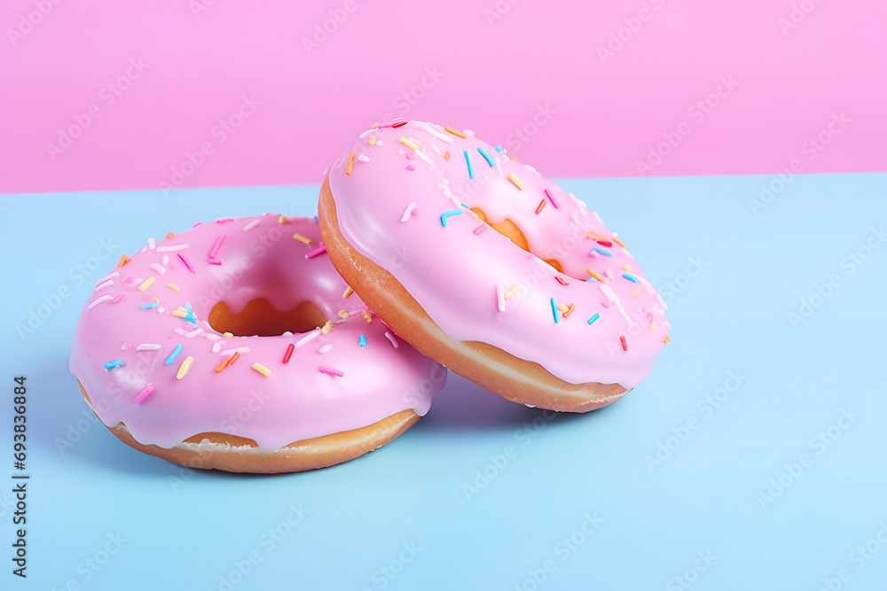 Pink Frosted Donuts with Sprinkles Pink Frosted Donuts with Sprinkles