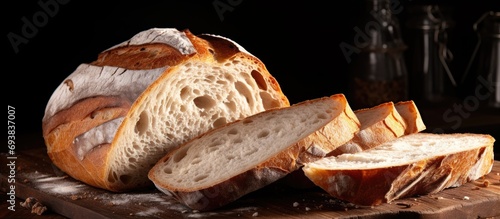 Sliced white sourdough bread from a farmhouse. photo