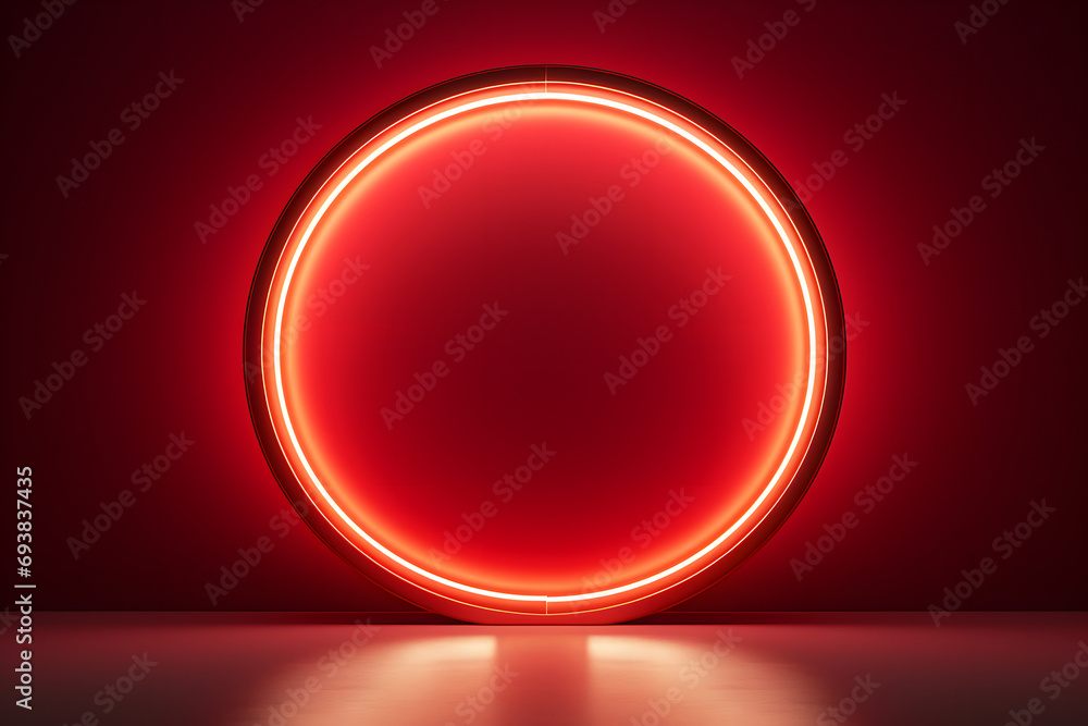 round red light billboard frame  template  on dark background
