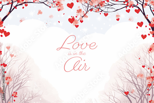 valentine's day background with cherry blossom and heart.