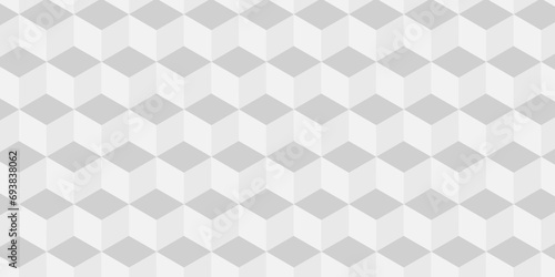 White and gray geometric block cube structure. Seamless geometric pattern grid backdrop triangle abstract background. Abstract cubes geometric tile and mosaic wall or grid backdrop hexagon technology.