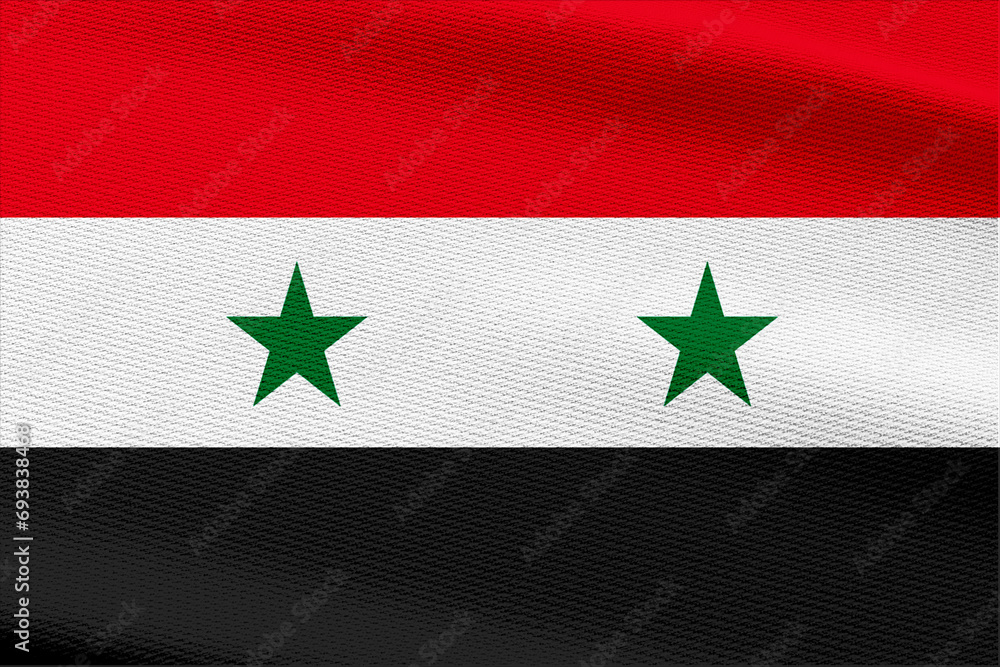 Close-up view of Syria National flag. Close-up view of Syria National flag.