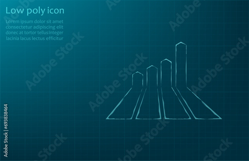 Business graph up, income growth. The return on the investment chart increases. Growth charton a dark blue background. Vision of sustainable financial growth. photo