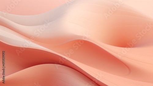 Abstract silky fabric background with smooth waves of peach fuzz color.