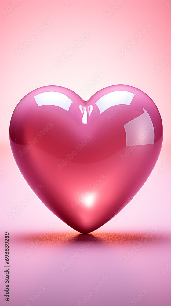 Pink one heart on a pink background