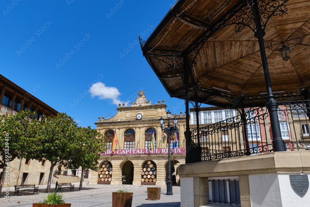 Fototapeta premium Haro town hall in the central square, town of La Rioja , Spain