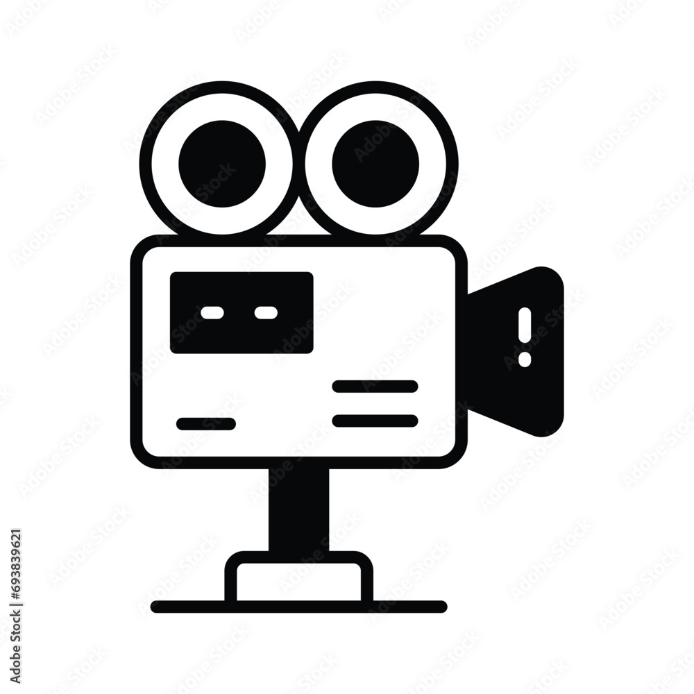 Fototapeta premium Retro film camera vector design in trendy style, professional video camera design