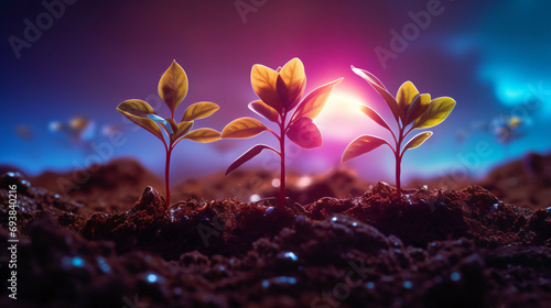 Seedling are growing in the soil with backdrop © Ghazanfar