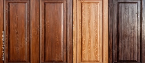 Painted wooden doors with prominent teak vein texture