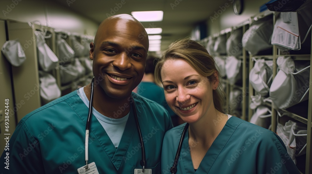 Surgeon doctors smiling showing mutual friendship and understanding, post surgery or operation scenes Surgeon doctors smiling showing mutual friendship and understanding, post surgery or operation scenes
