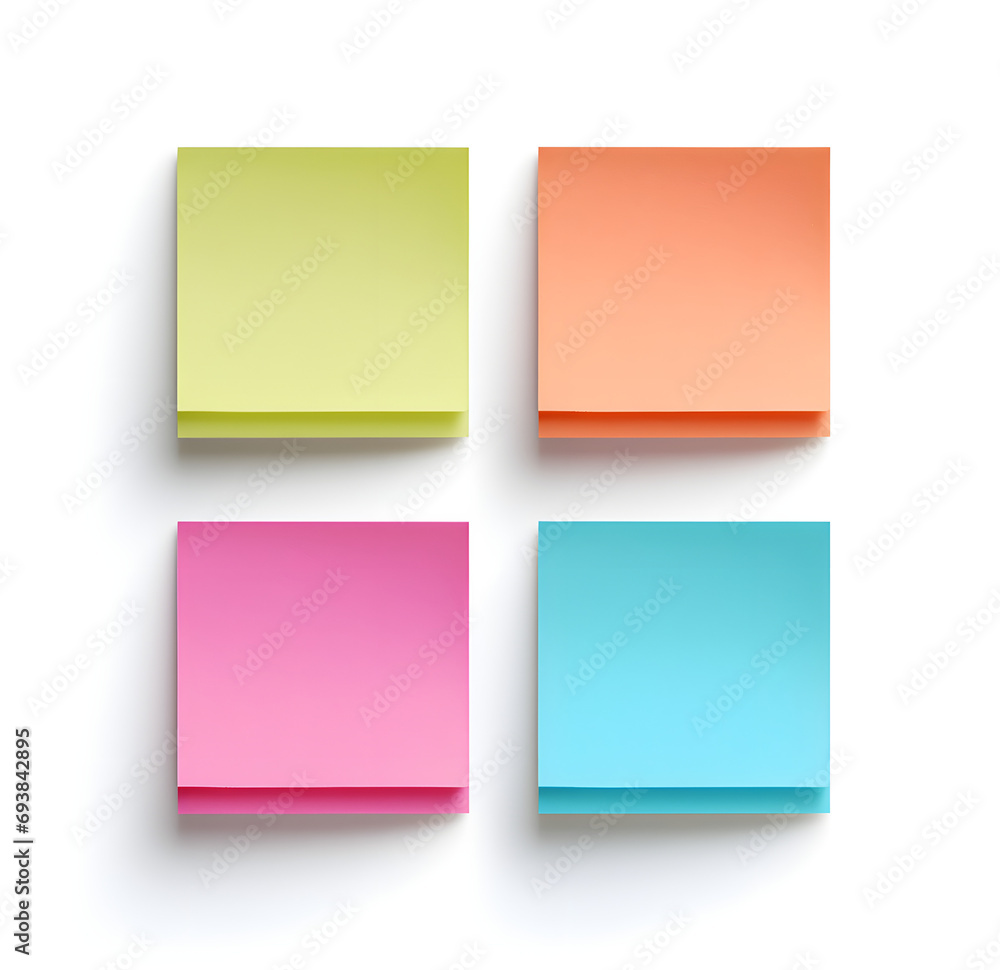 colorful square post it notes on a white background colorful square post it notes on a white background