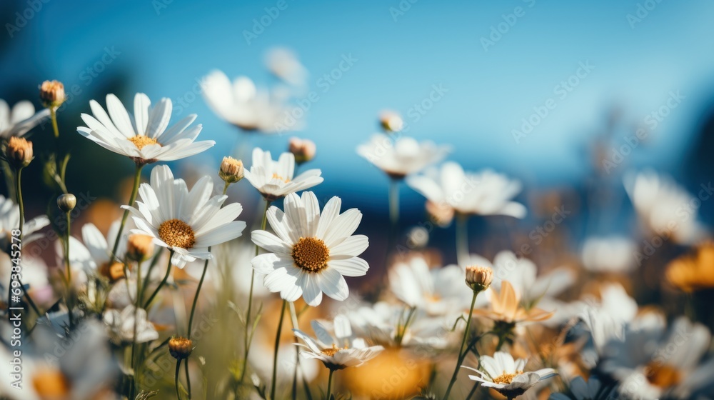Serene meadow with blooming flowers, offering ample copy space for text Serene meadow with blooming flowers, offering ample copy space for text