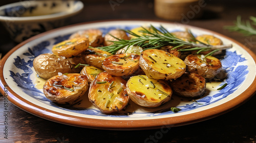 Tiny spuds sprinkled with oil rosemary garlic