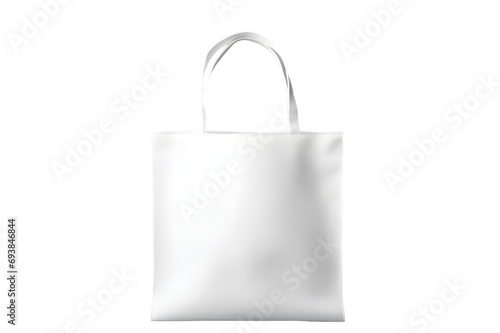 Mock up of pure white tote bag on transparent background